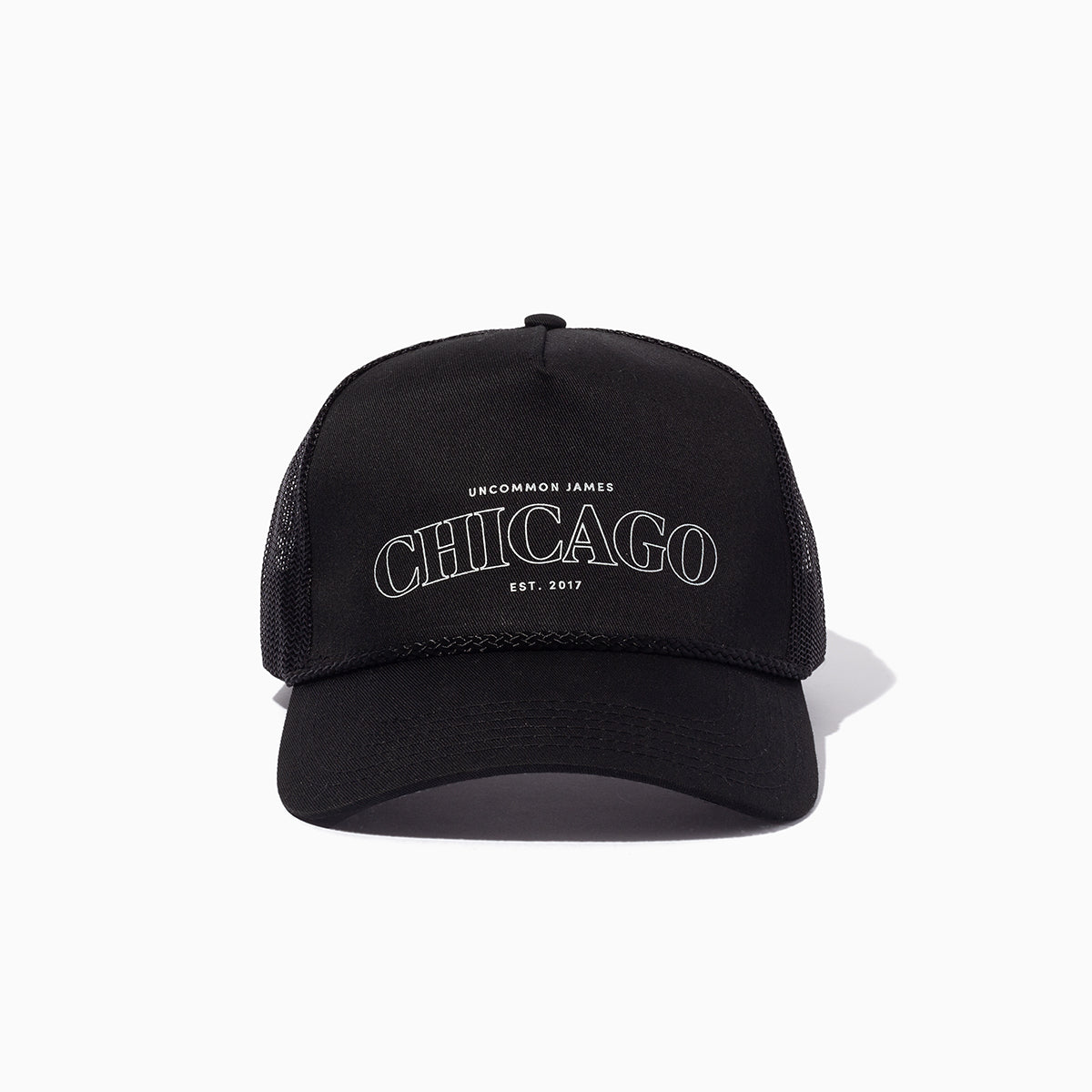 Chicago Trucker Hat | Black | Product Image | Uncommon James