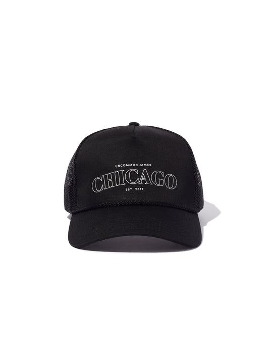 Chicago Trucker Hat | Black | Product Image | Uncommon Lifestyle