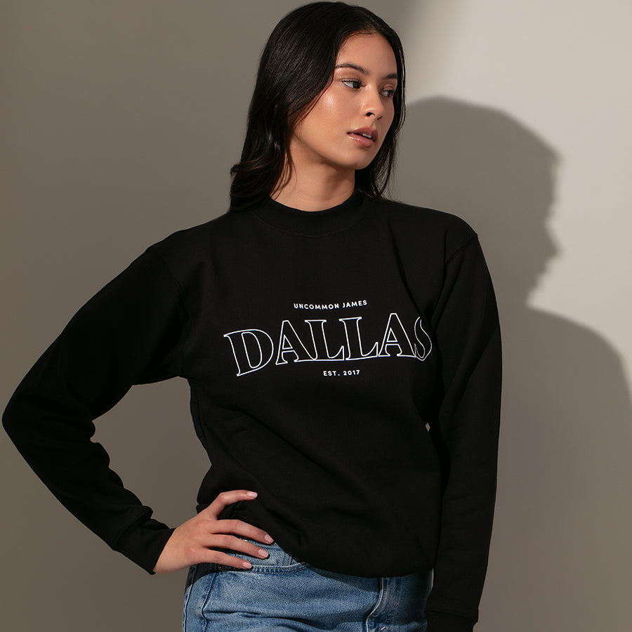 Dallas Sweatshirt | Black | Model Image | Uncommon James