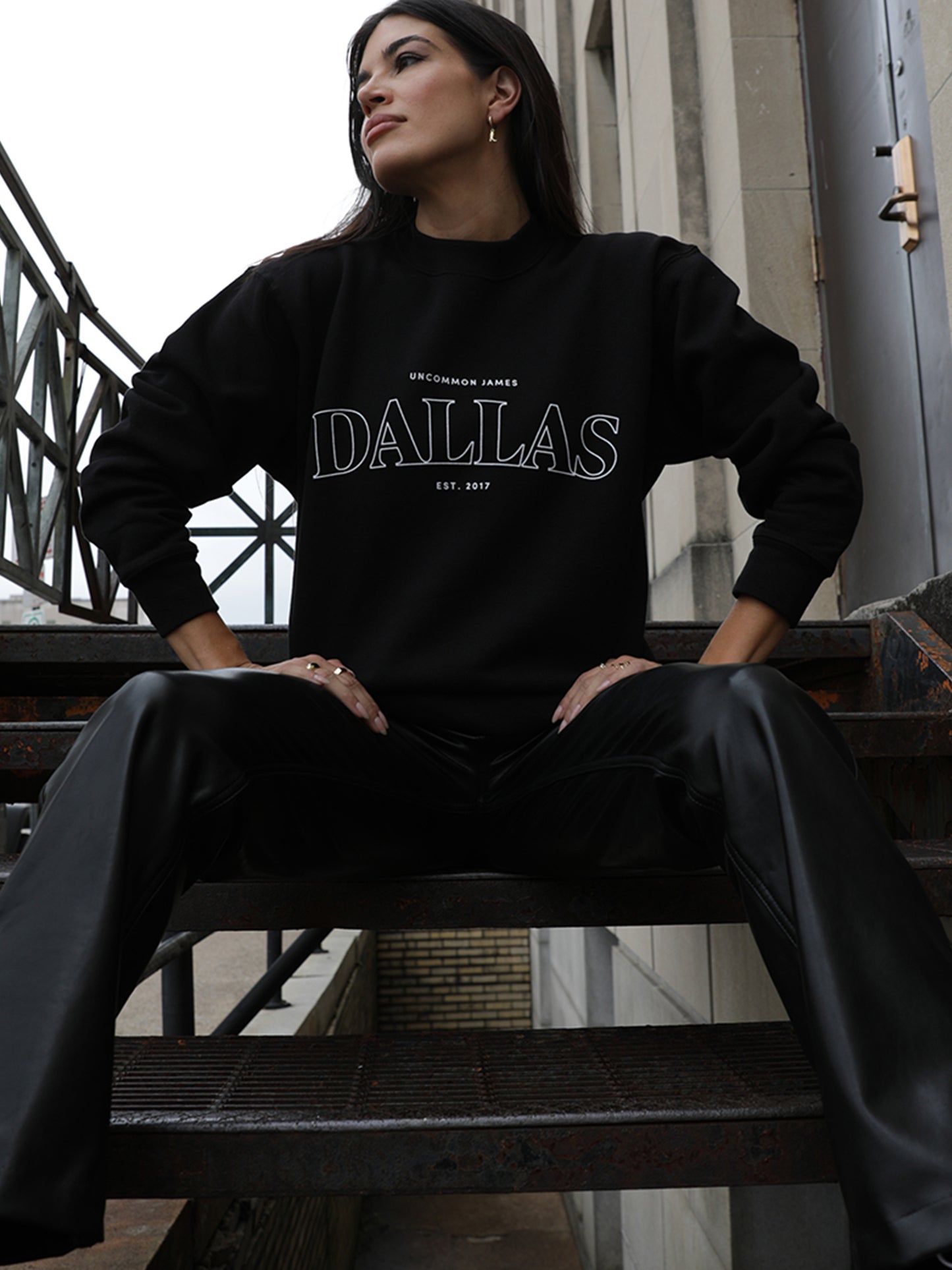 Dallas Sweatshirt | Black | Model Image | Uncommon Lifestyle