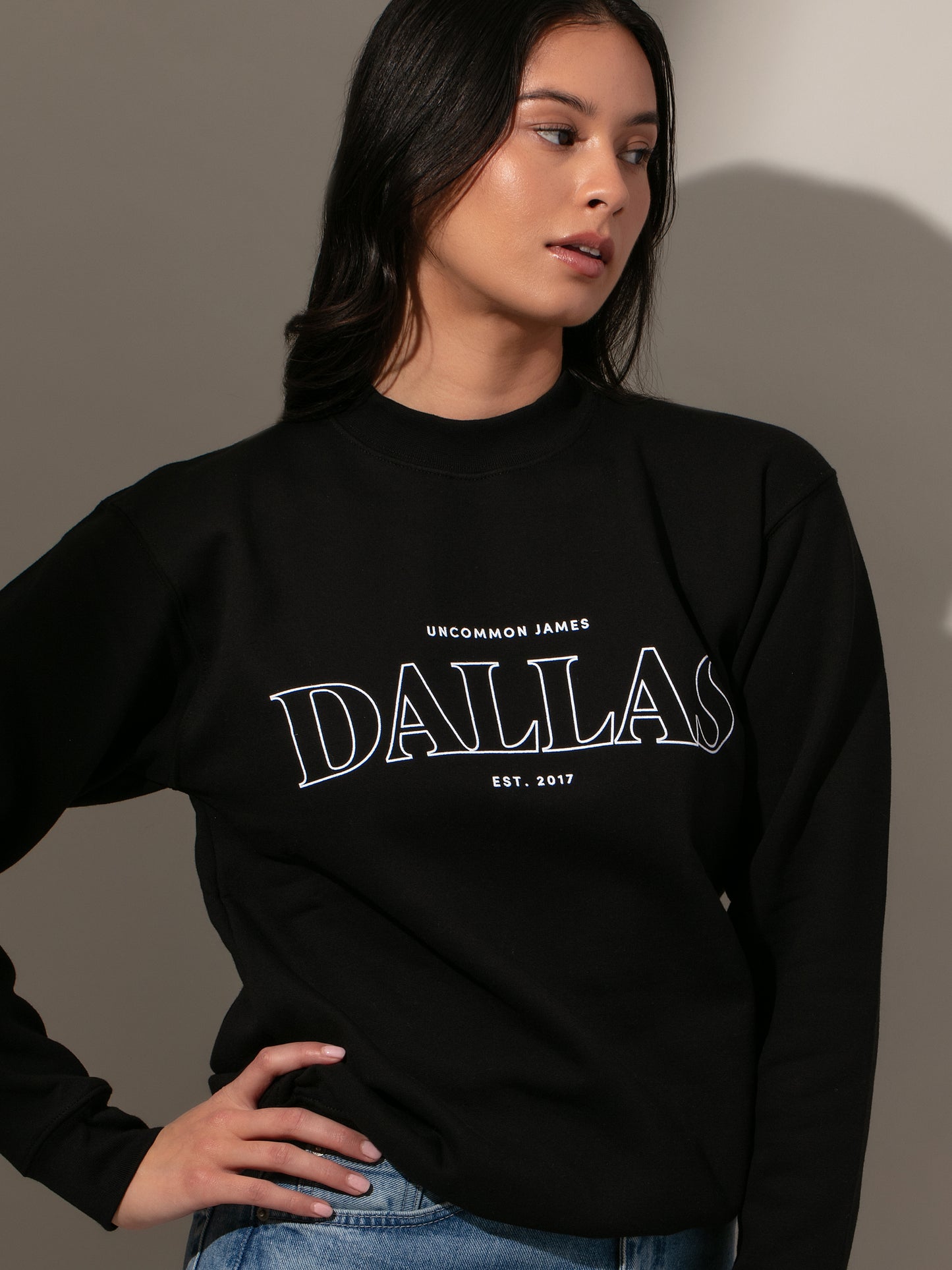 Dallas Sweatshirt | Black | Model Image 2 | Uncommon Lifestyle