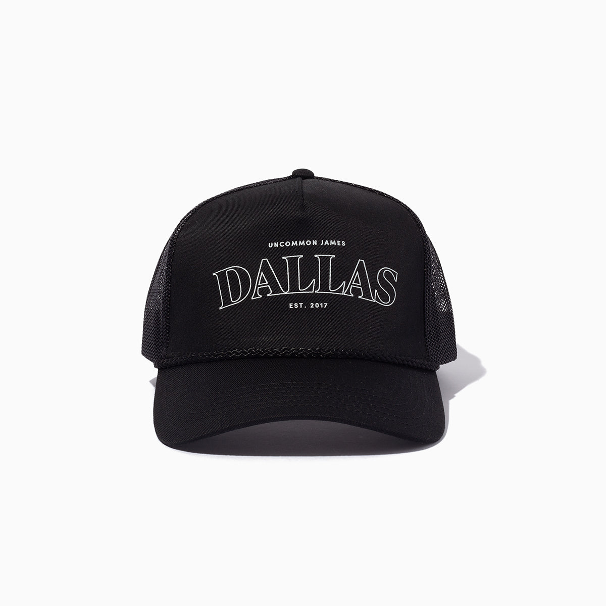Dallas Trucker Hat | Black | Product Image | Uncommon James