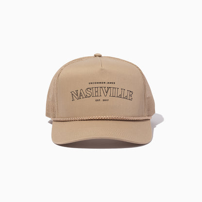 ["Nashville Trucker Hat ", " Beige ", " Product Image ", " Uncommon James"]