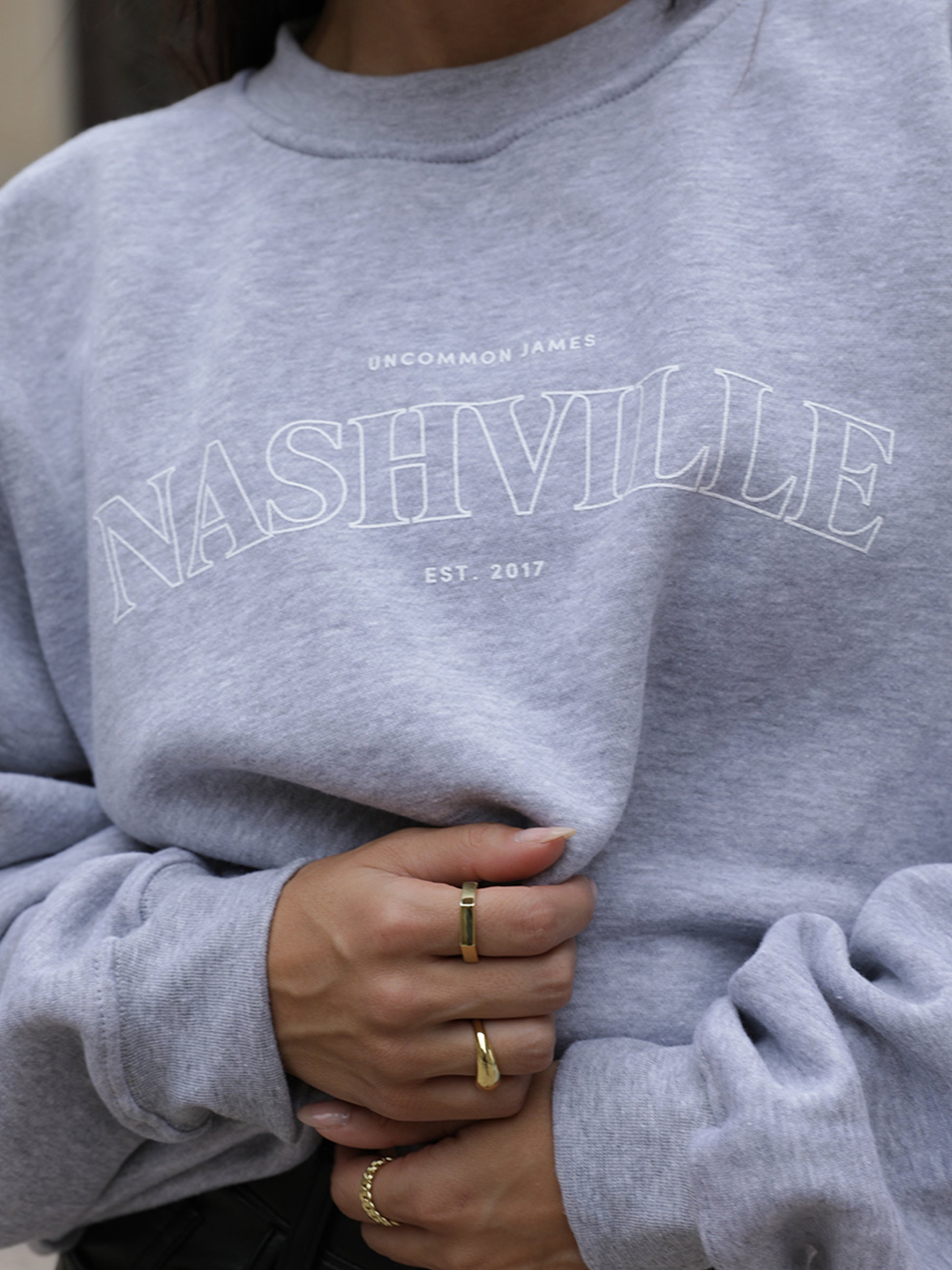 Nashville Sweatshirt | Ash | Model Image | Uncommon James