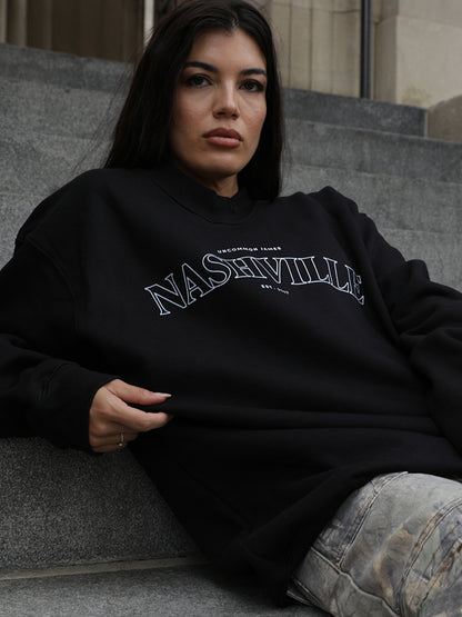 ["Nashville Sweatshirt ", " Black ", " Model Image ", " Uncommon James"]