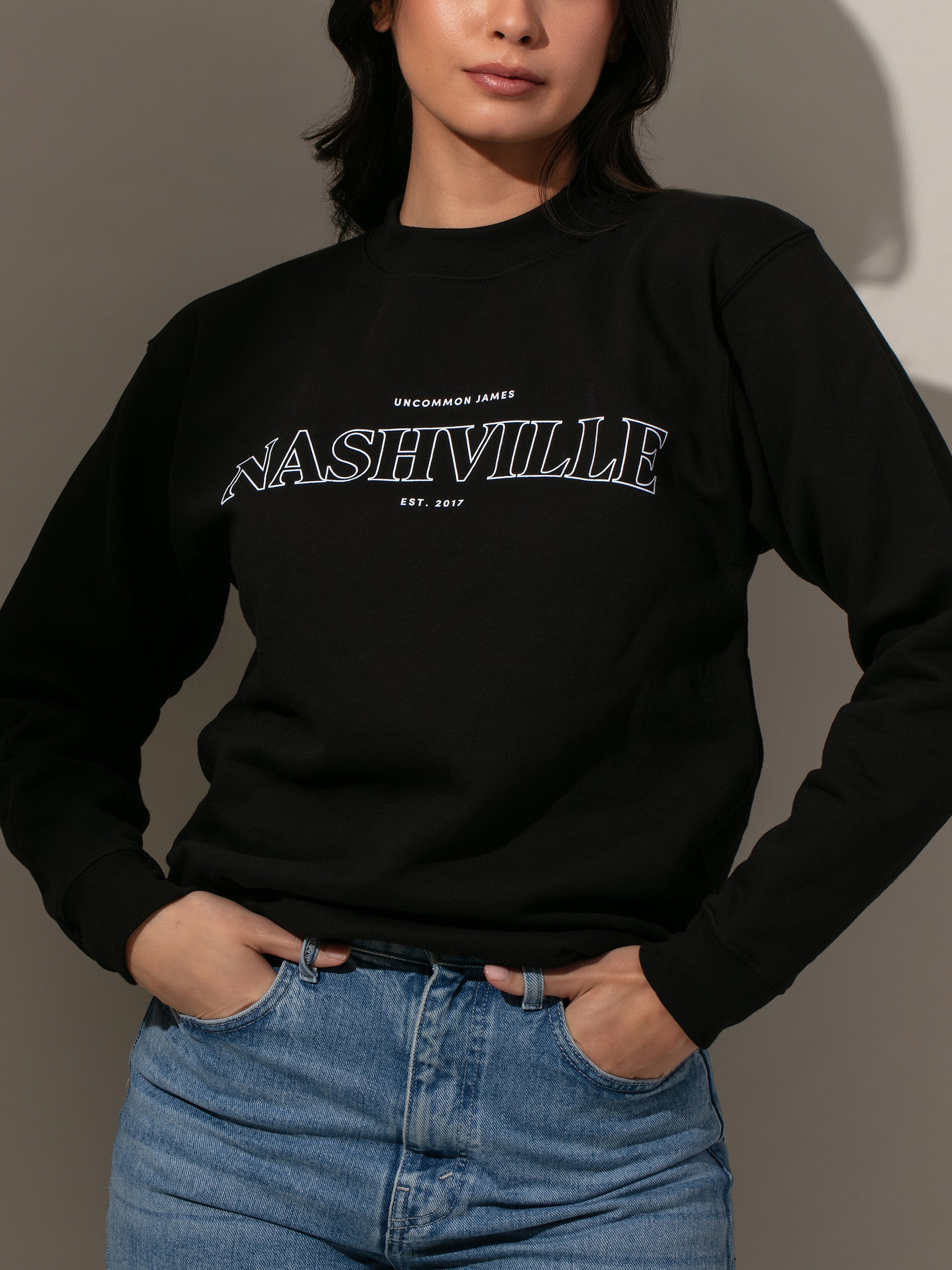 Nashville Sweatshirt | Black | Model Image 2 | Uncommon James