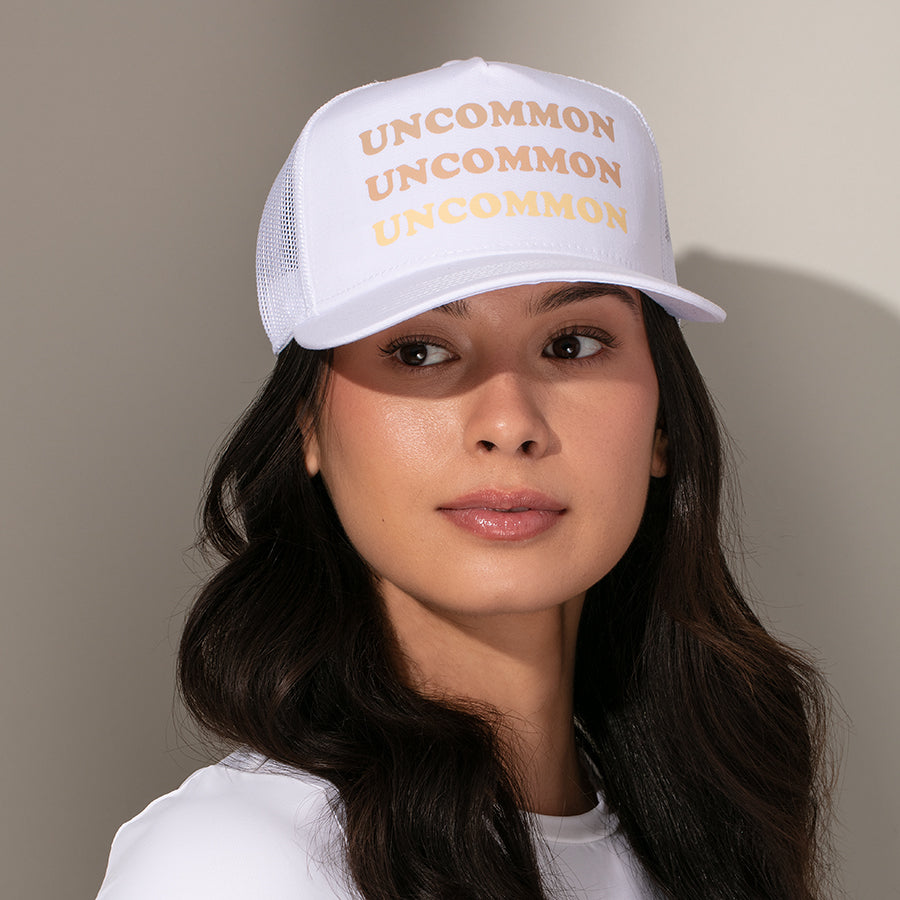 Uncommon Ombré Hat | White | Model Image | Uncommon James