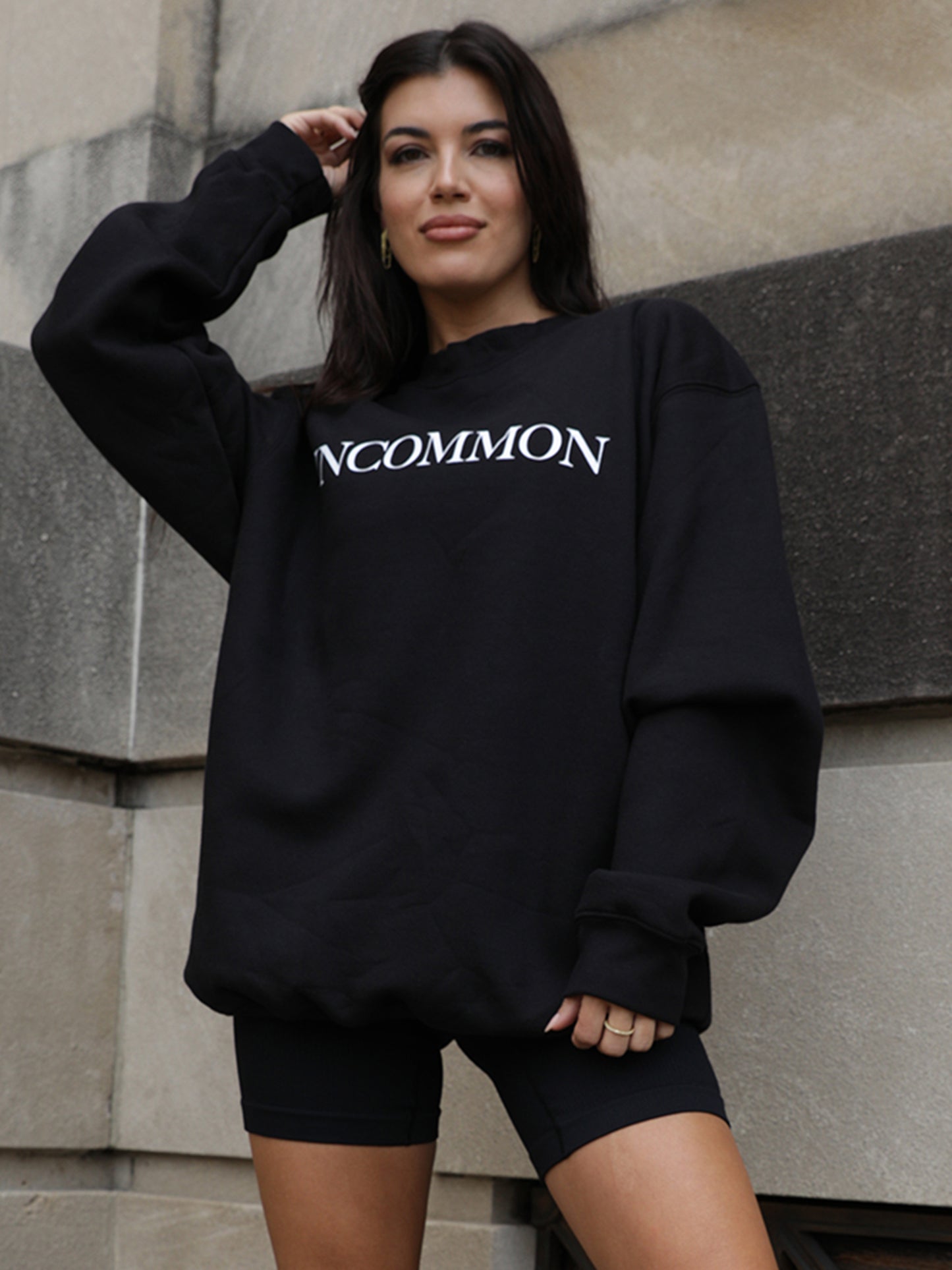 Uncommon Sweatshirt | Black | Model Image | Uncommon James