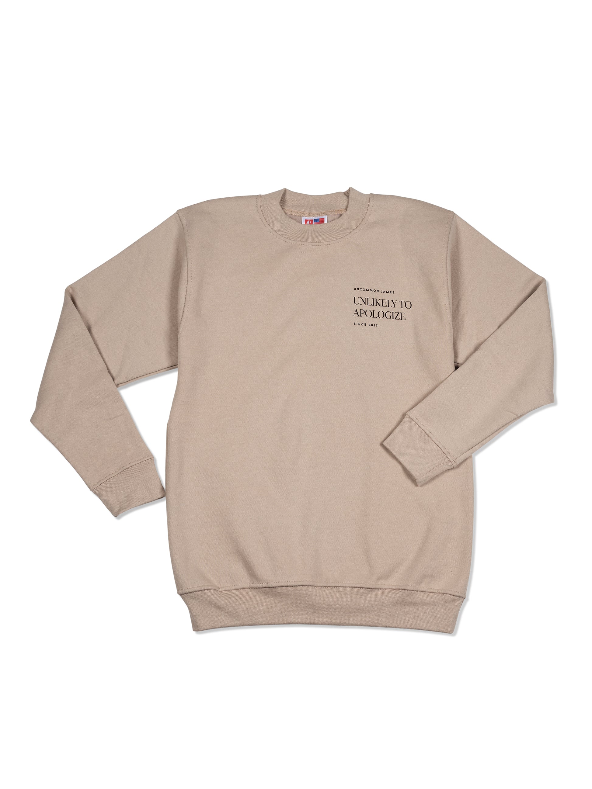 Unlikely to Apologize Sweatshirt | Beige | Product Image | Uncommon James