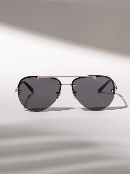 Straight Shooter Aviator Sunglasses | Silver | Product Detail Image | Uncommon Lifestyle