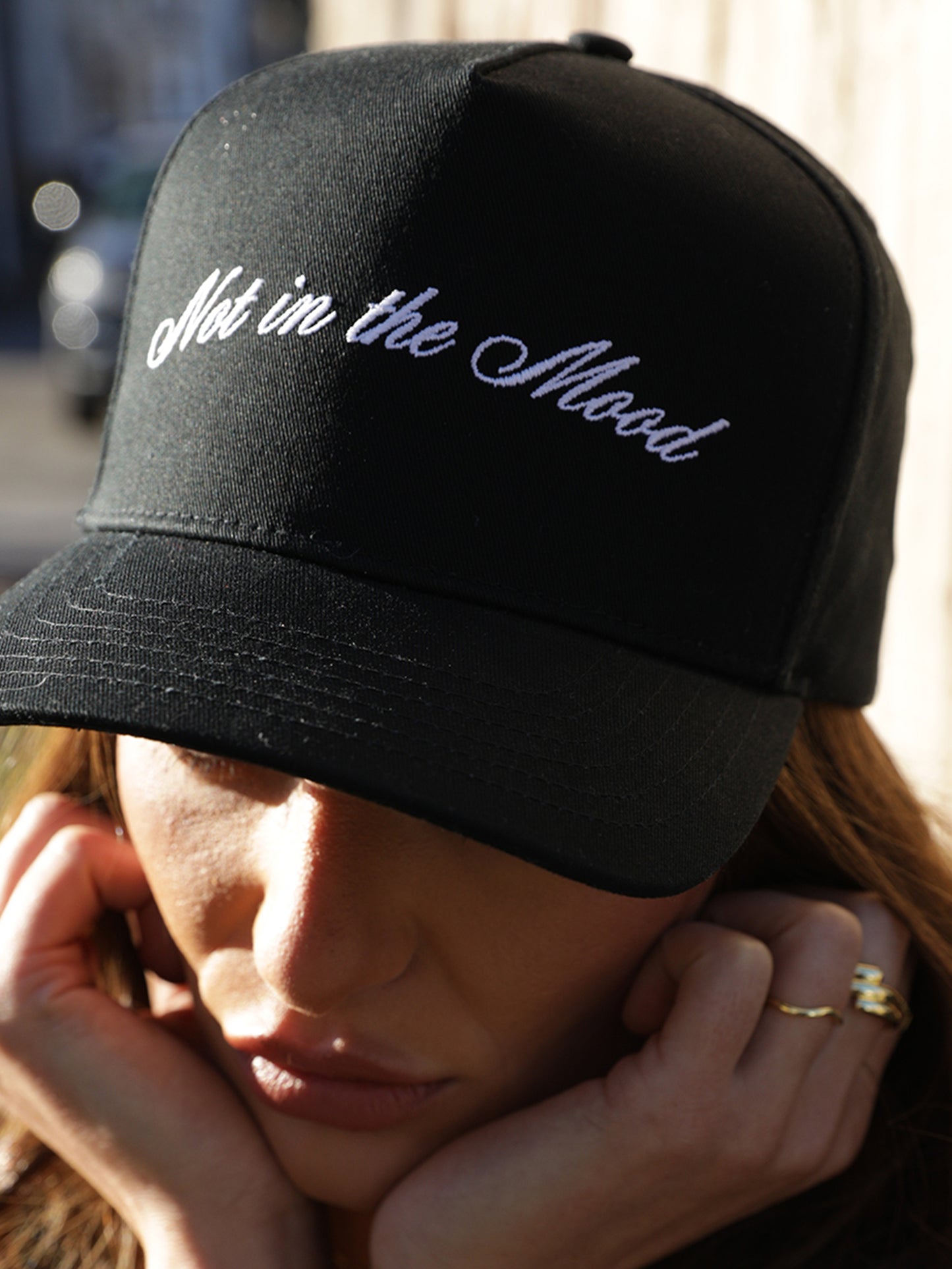 Not in the Mood Trucker Hat | Black | Model Image | Uncommon Lifestyle