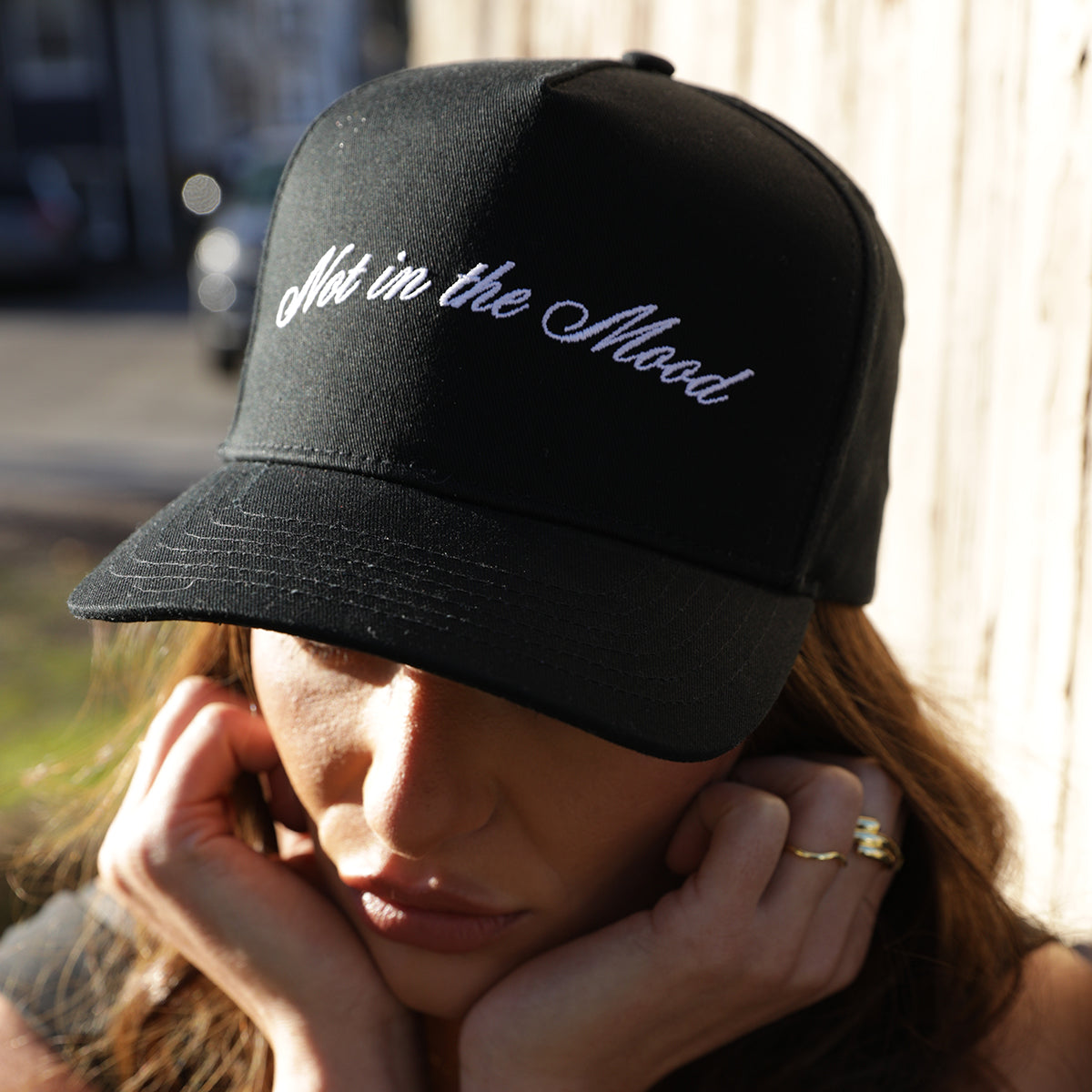Not in the Mood Trucker Hat | Black | Model Image | Uncommon Lifestyle