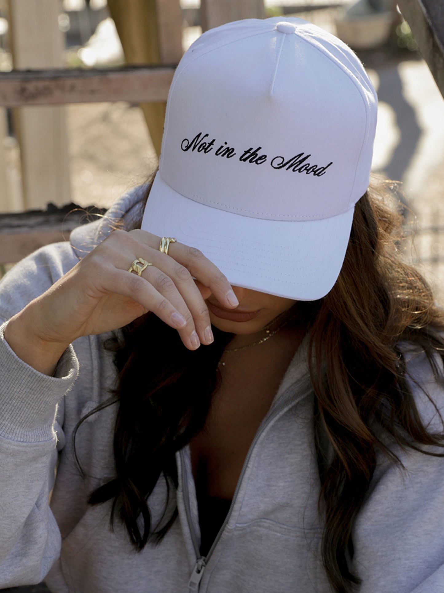 Not in the Mood Trucker Hat | White | Model Image | Uncommon Lifestyle