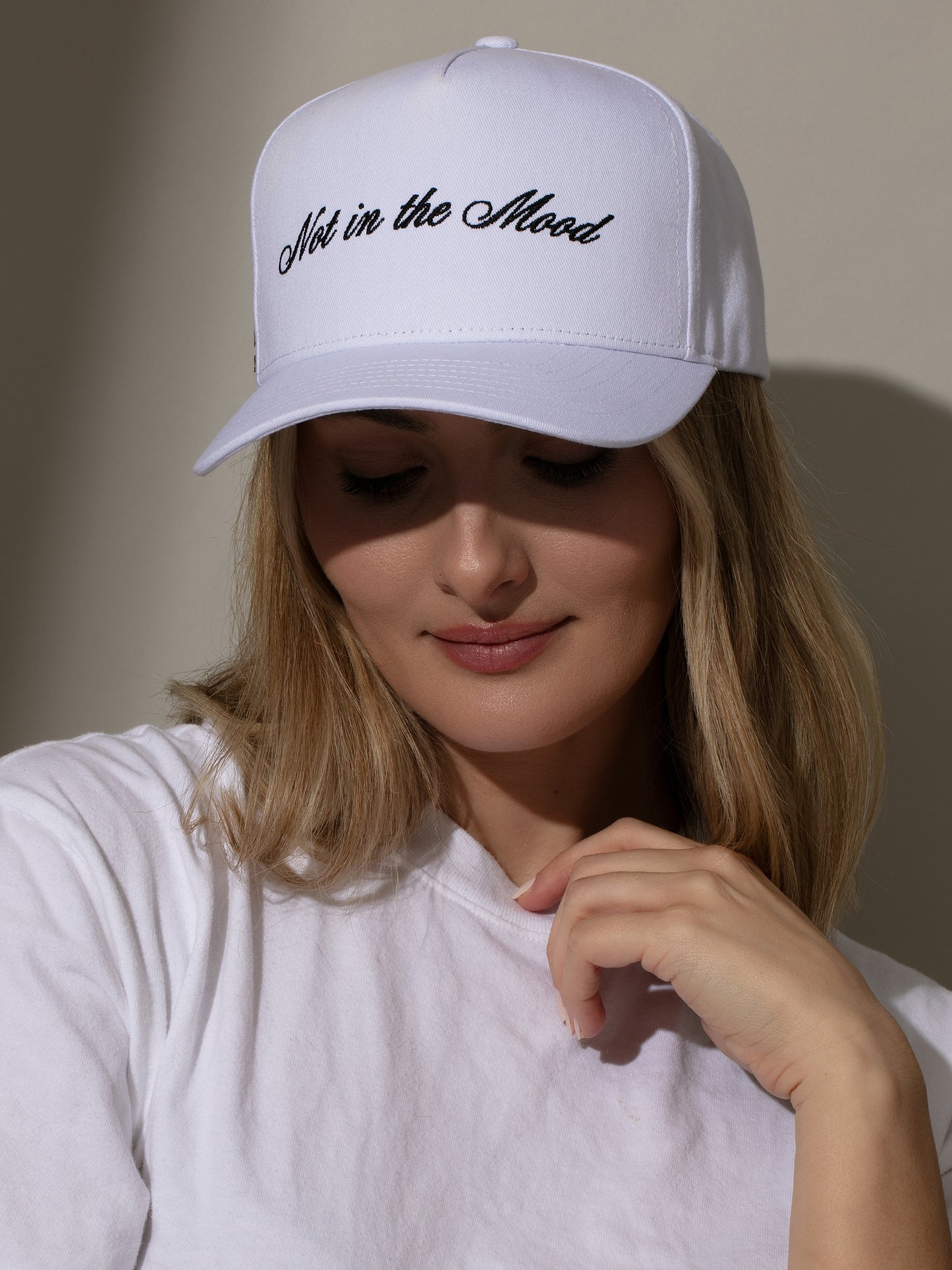 Not in the Mood Trucker Hat | White | Model Image 2 | Uncommon Lifestyle