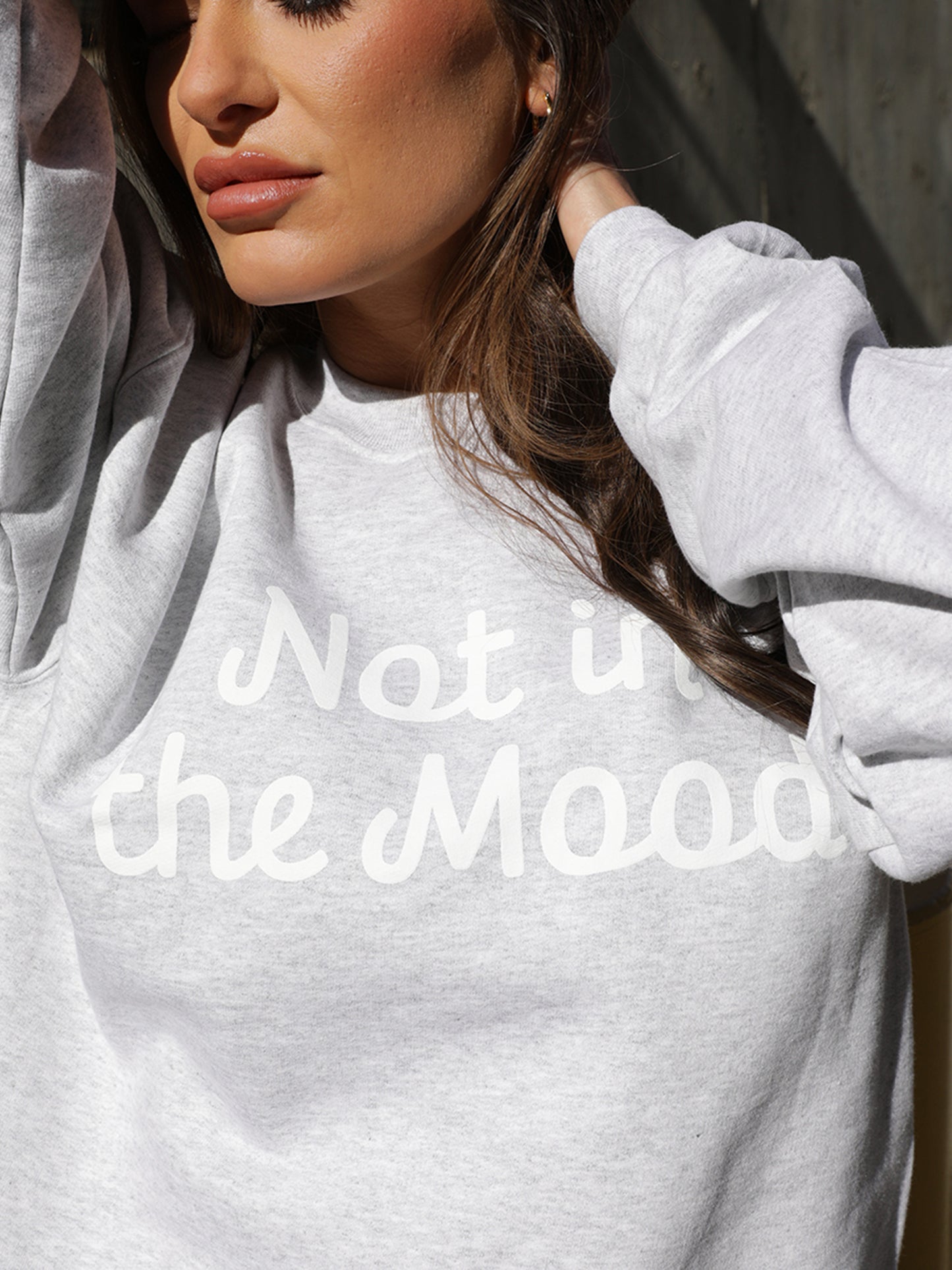 Not in the Mood Sweatshirt | Ash | Model Image | Uncommon Lifestyle