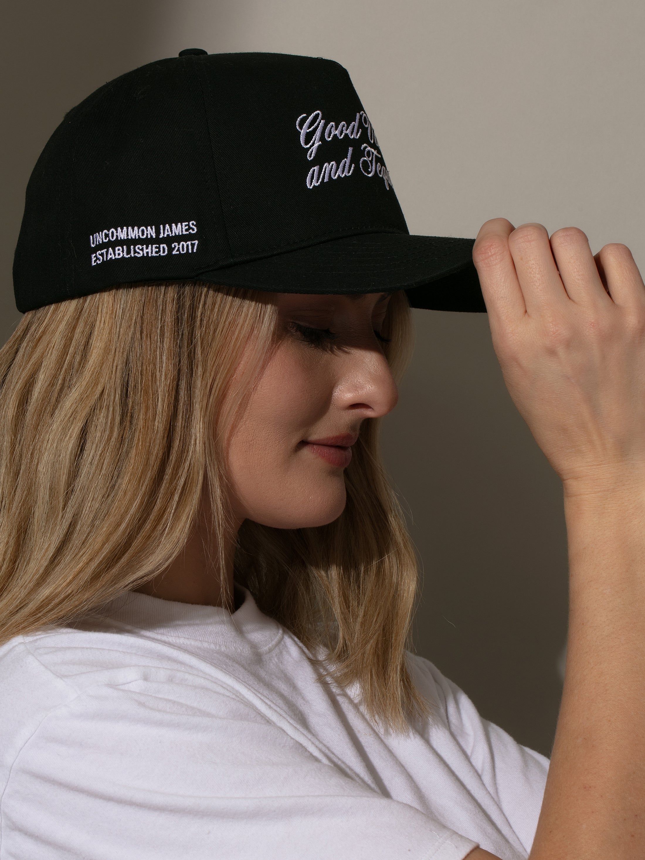 Good Vibes Trucker Hat: Black