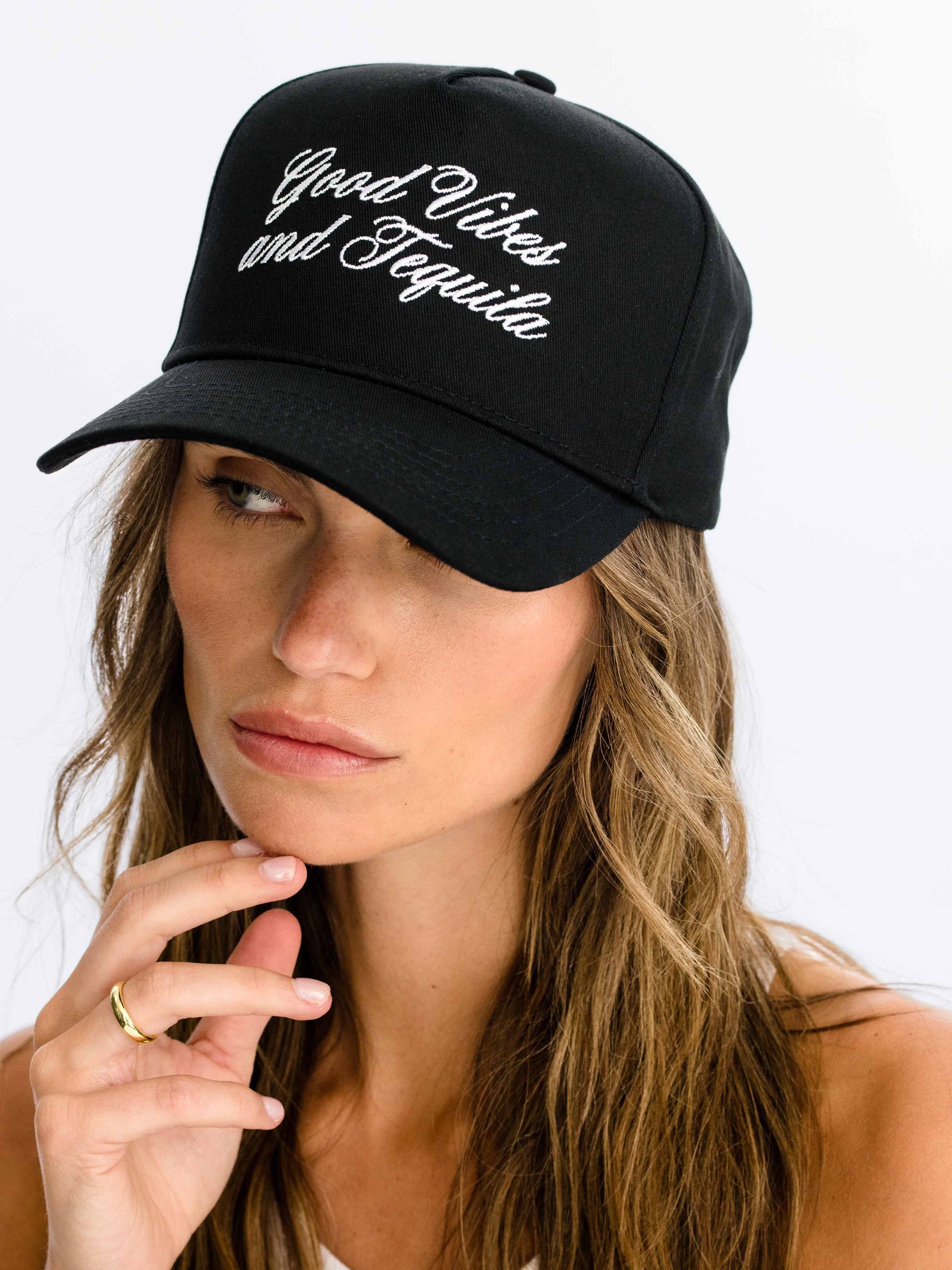 Tequila Vibes Trucker Hat | Black | Model Image 2 | Uncommon Lifestyle
