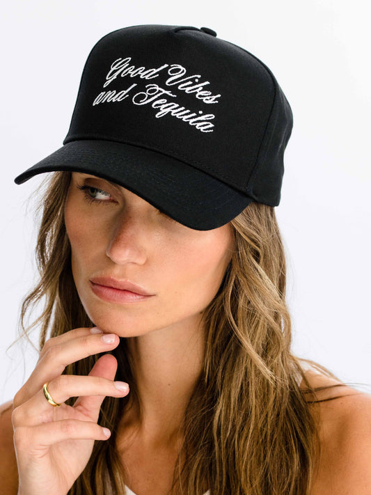 Tequila Vibes Trucker Hat | Black | Model Image 2 | Uncommon Lifestyle