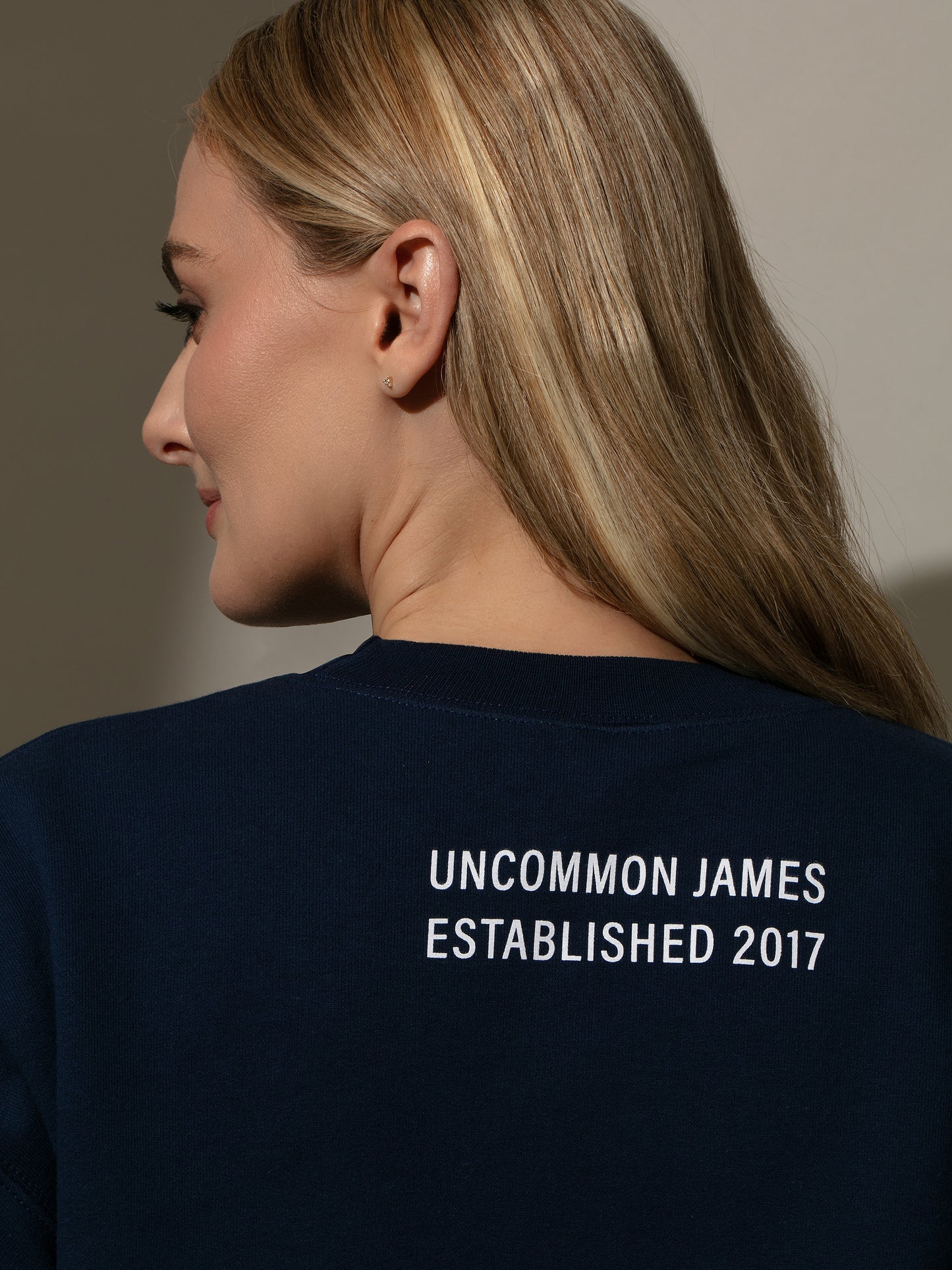 Unbothered Sweatshirt | Navy | Model Image 4 | Uncommon Lifestyle