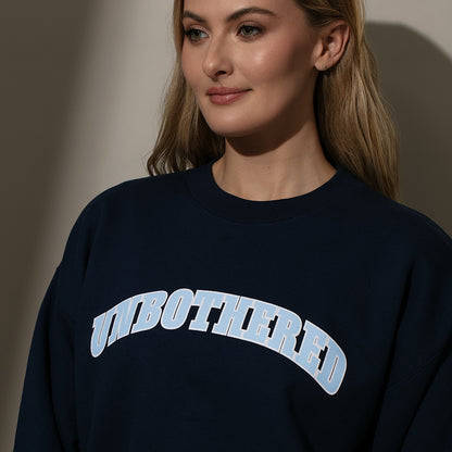 Unbothered Sweatshirt | Navy | Model Image 3 | Uncommon Lifestyle