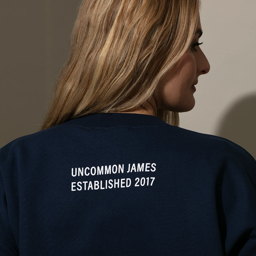 Unbothered Sweatshirt | Navy | Model Image 4 | Uncommon Lifestyle