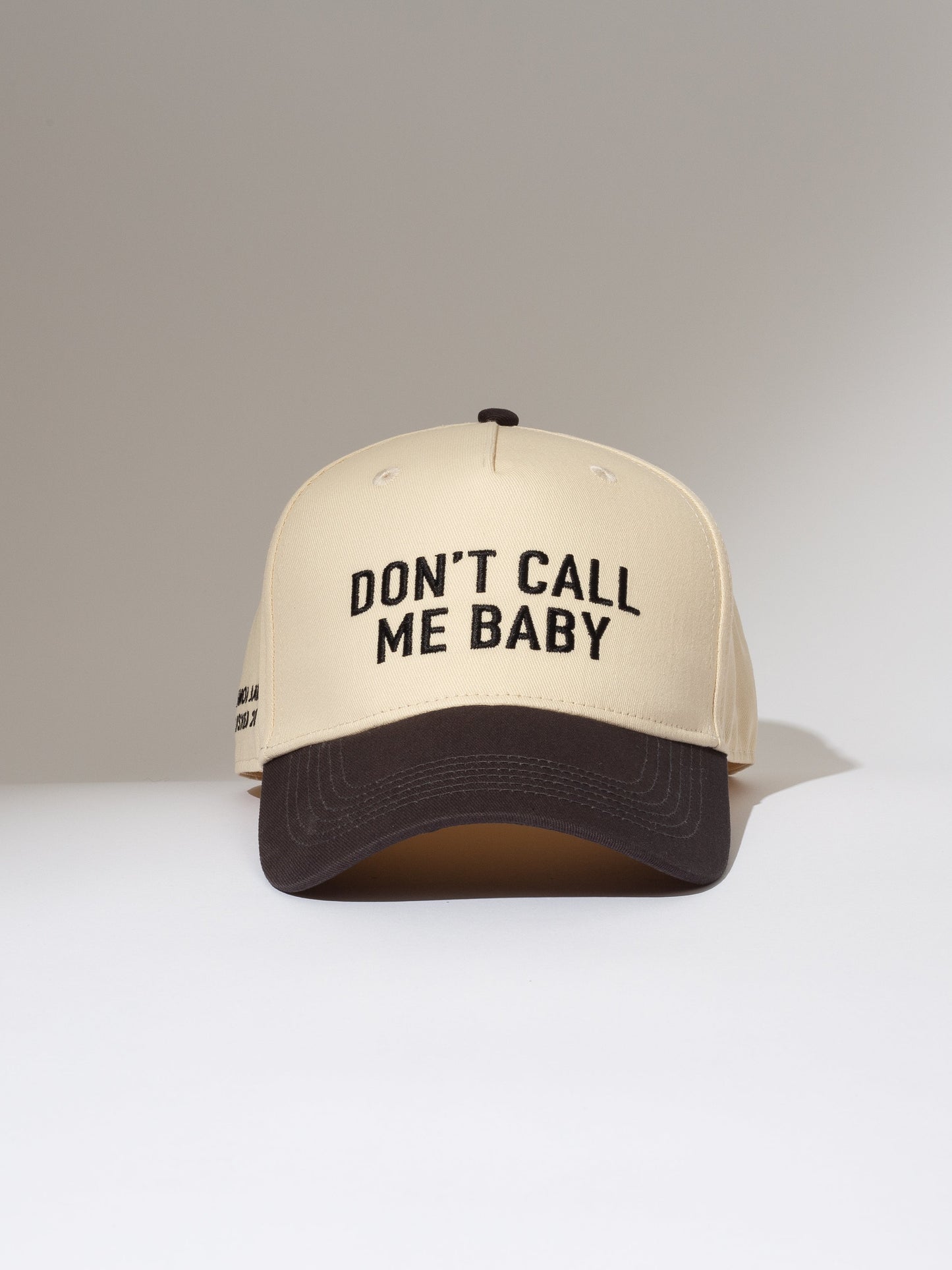 Don't Call Me Baby Trucker Hat | Ivory/Black | Product Image | Uncommon Lifestyle