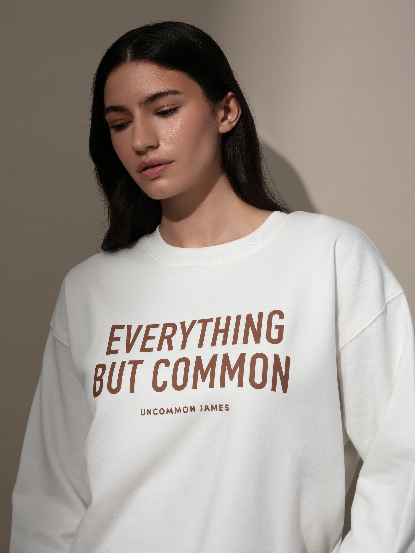 Everything But Common Sweatshirt | White | Model Image | Uncommon Lifestyle