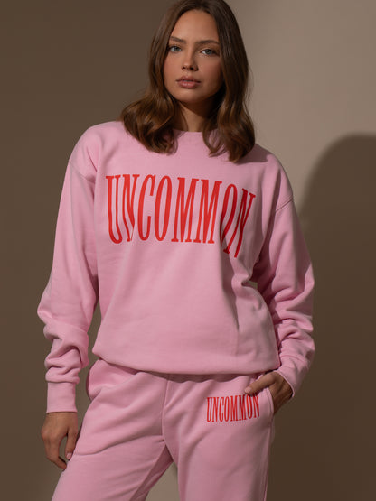 ["Forever Uncommon Sweatshirt ", "  Pink ", " Model Image ", " Uncommon Lifestyle"]
