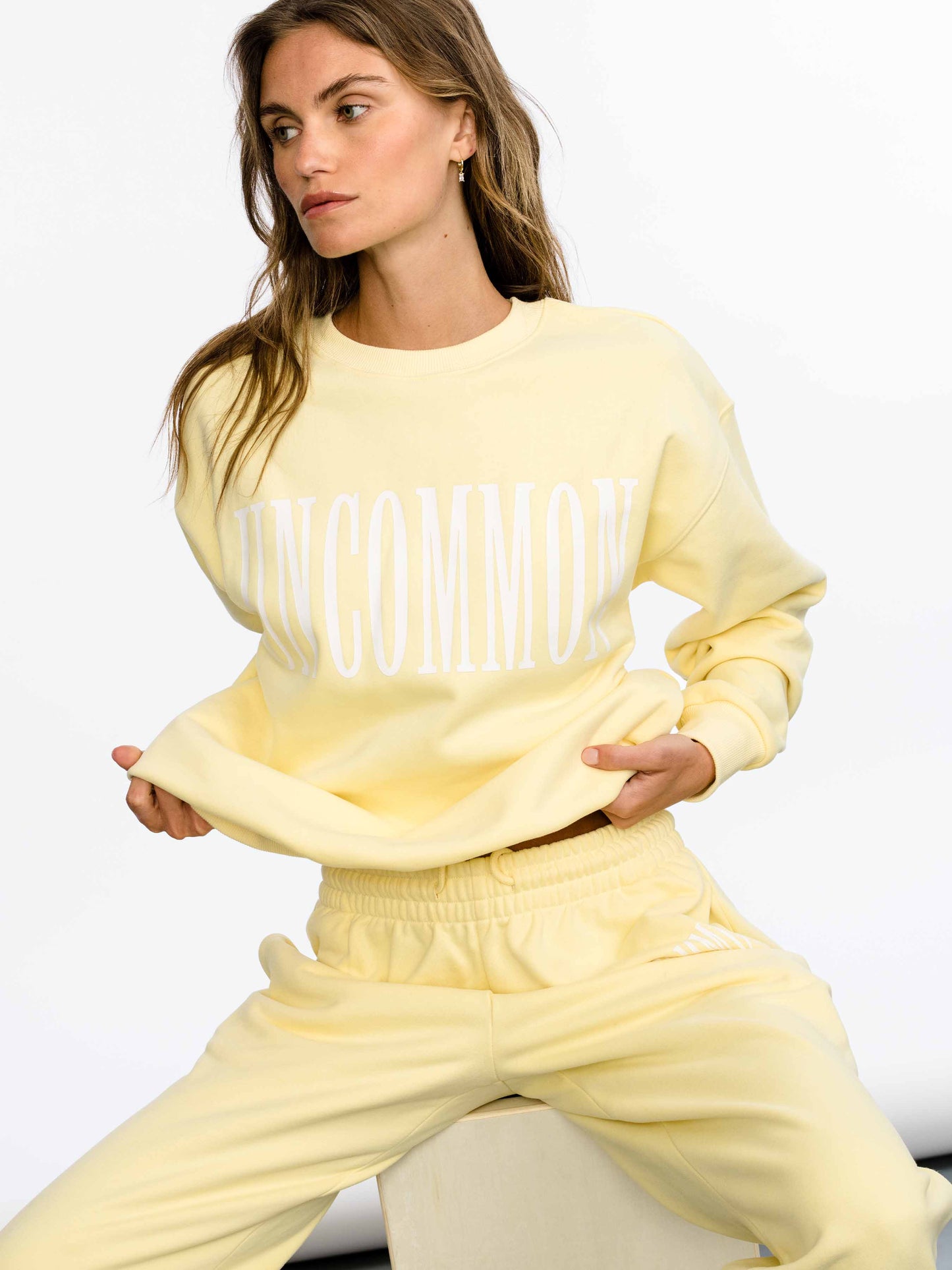 Forever Uncommon Sweatshirt |  Yellow | Model Image | Uncommon Lifestyle