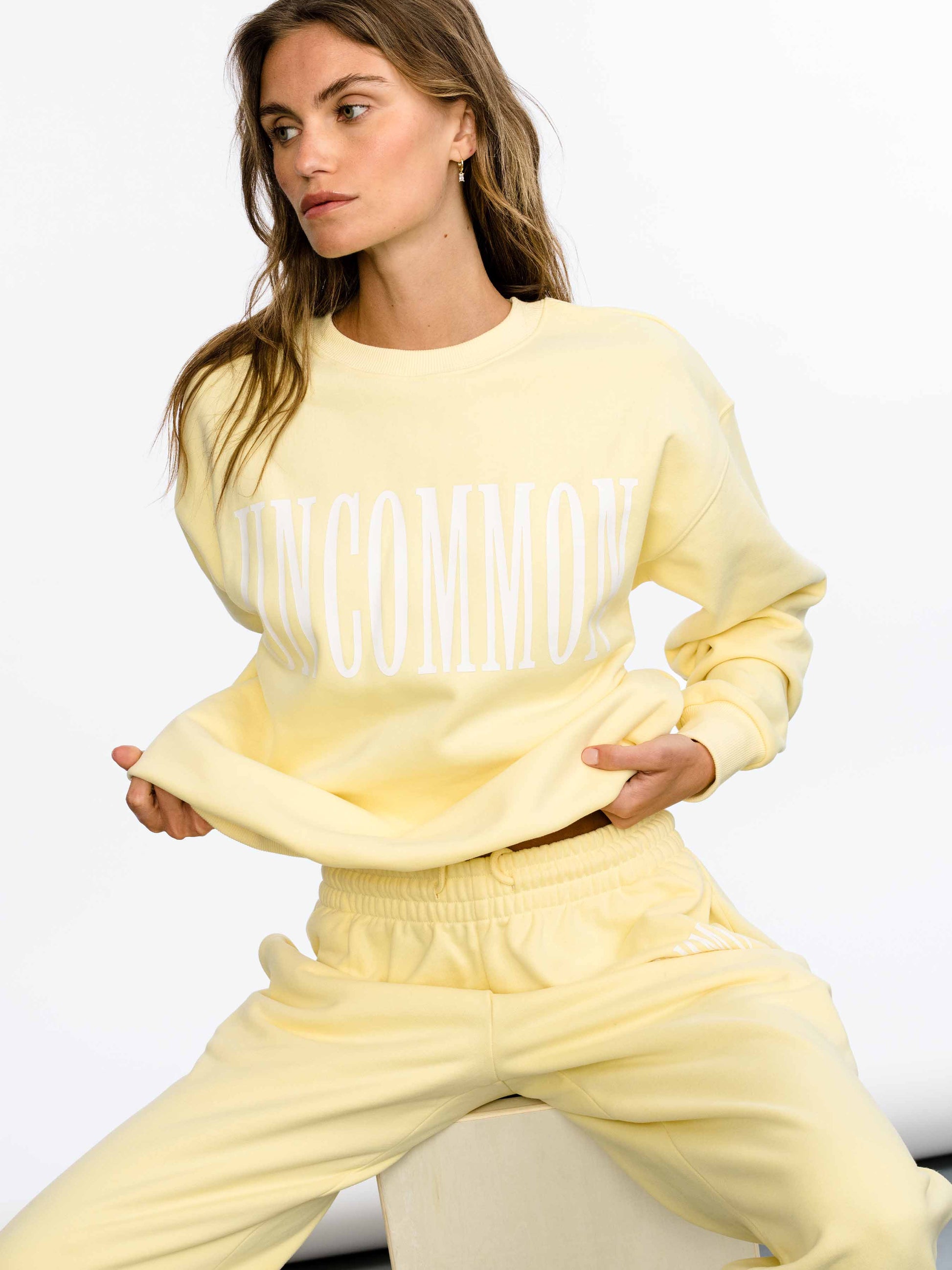 Forever Uncommon Sweatshirt |  Yellow | Model Image | Uncommon Lifestyle