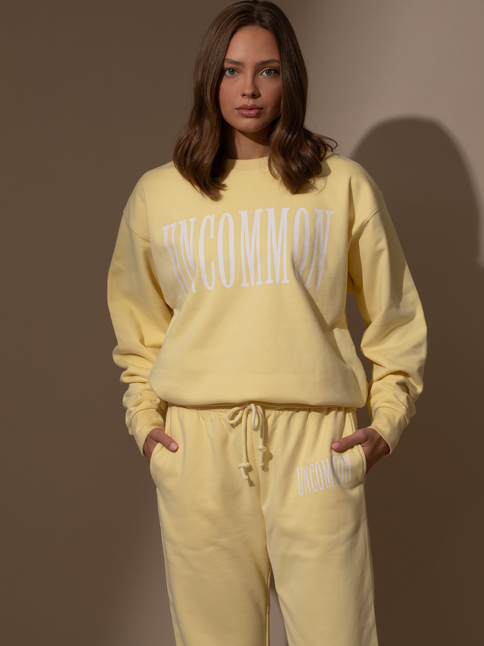 Forever Uncommon Sweatshirt |  Yellow | Model Image | Uncommon Lifestyle