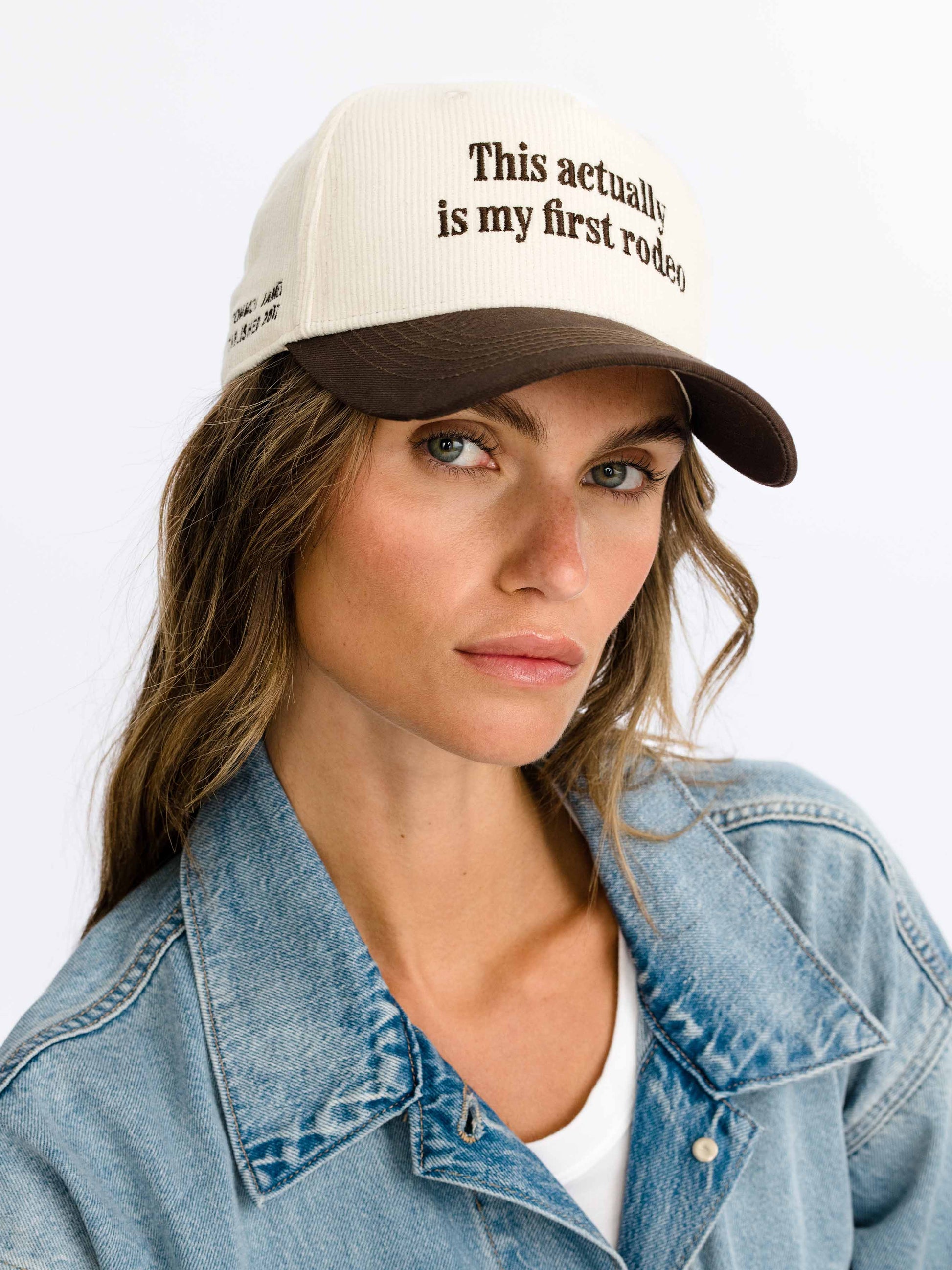 Rodeo Two-Tone Snapback Corduroy Trucker Hat | Brown and Ivory | Model Image | Uncommon Lifestyle