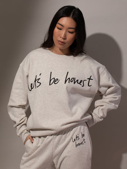 Let's Be Honest Sweatshirt | Gray | Model Image| Uncommon Lifestyle