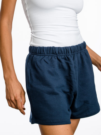 ["That Girl Sweat Short ", " Navy ", " Model Image ", " Uncommon Lifestyle"]