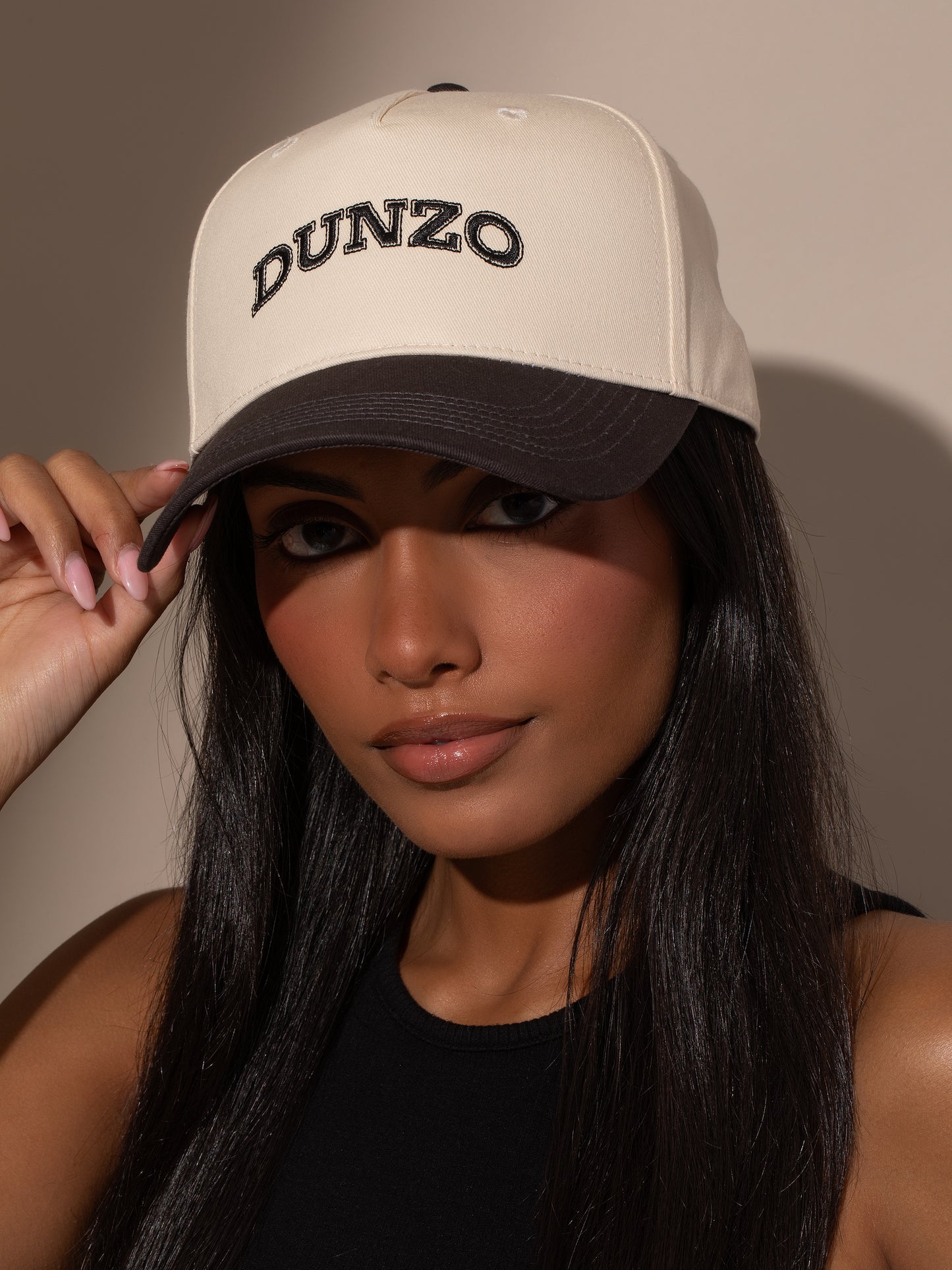 Dunzo Trucker Hat | Charcoal/Tan | Model Image | Uncommon Lifestyle