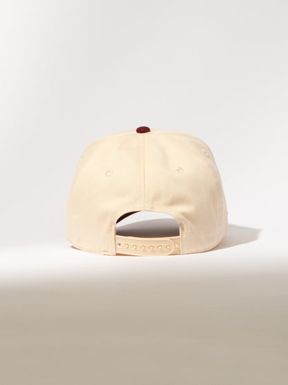 ["Espresso Martini Trucker Hat ", " Burgundy/Tan ", " Product Image ", " Uncommon Lifestyle"]