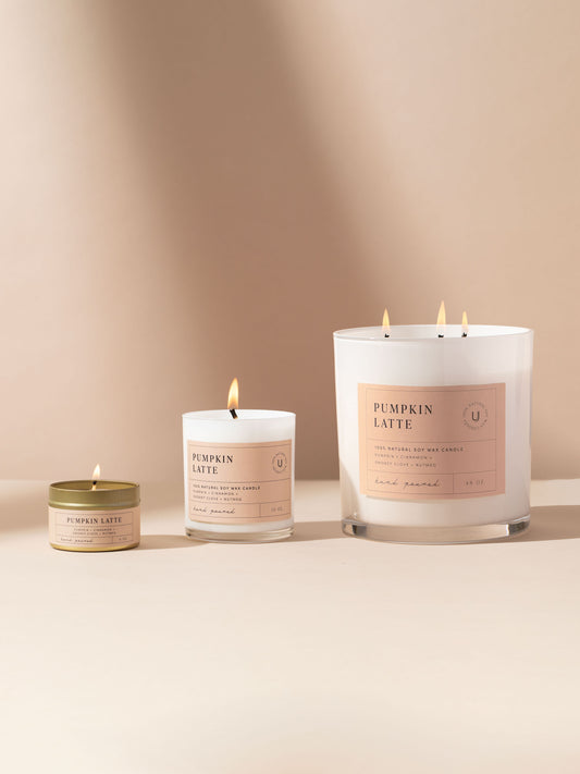 Pumpkin Latte Candle | 4 OZ 10 OZ 48OZ | Group Image | Uncommon Lifestyle