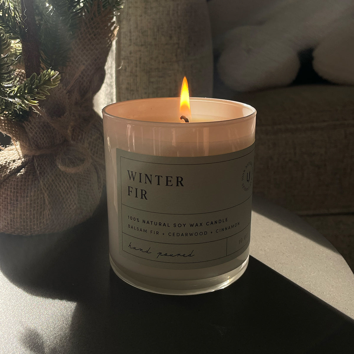 Winter Fir Candle | 10 OZ | Lifestyle Image | Uncommon James Home