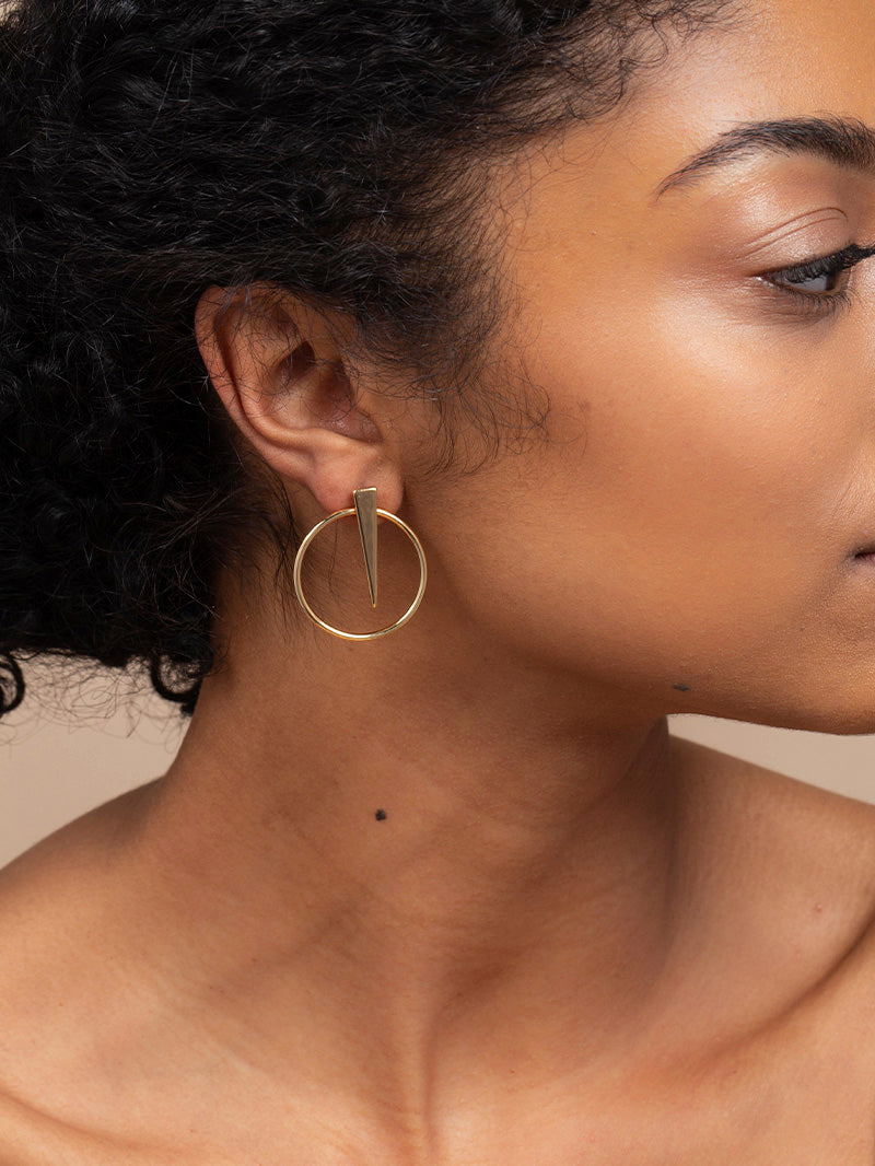 Shot in the Dark Earrings | Gold | Model Image | Uncommon James