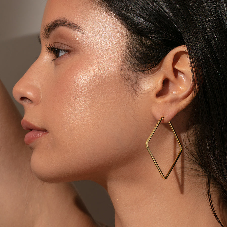 Girl Boss Earrings Medium | Gold | Model Image | Uncommon James