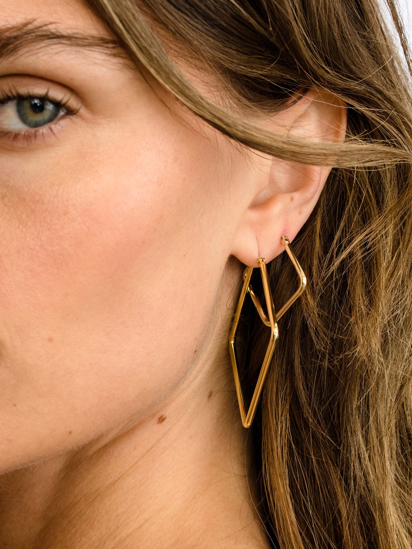Girl Boss Hoop Earrings | Gold Medium | Model Image | Uncommon James