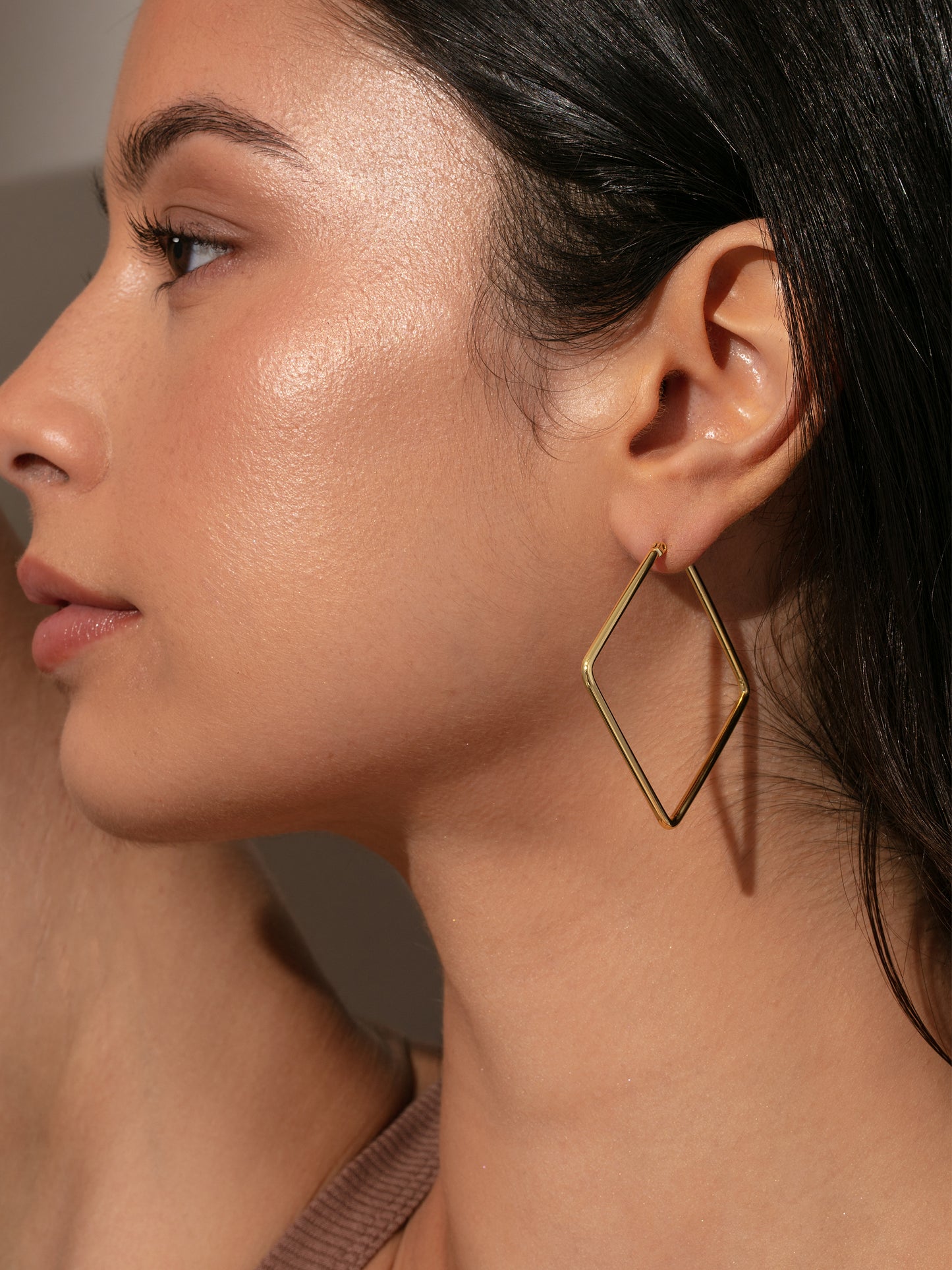 Girl Boss Hoop Earrings | Gold Medium | Model Image | Uncommon James