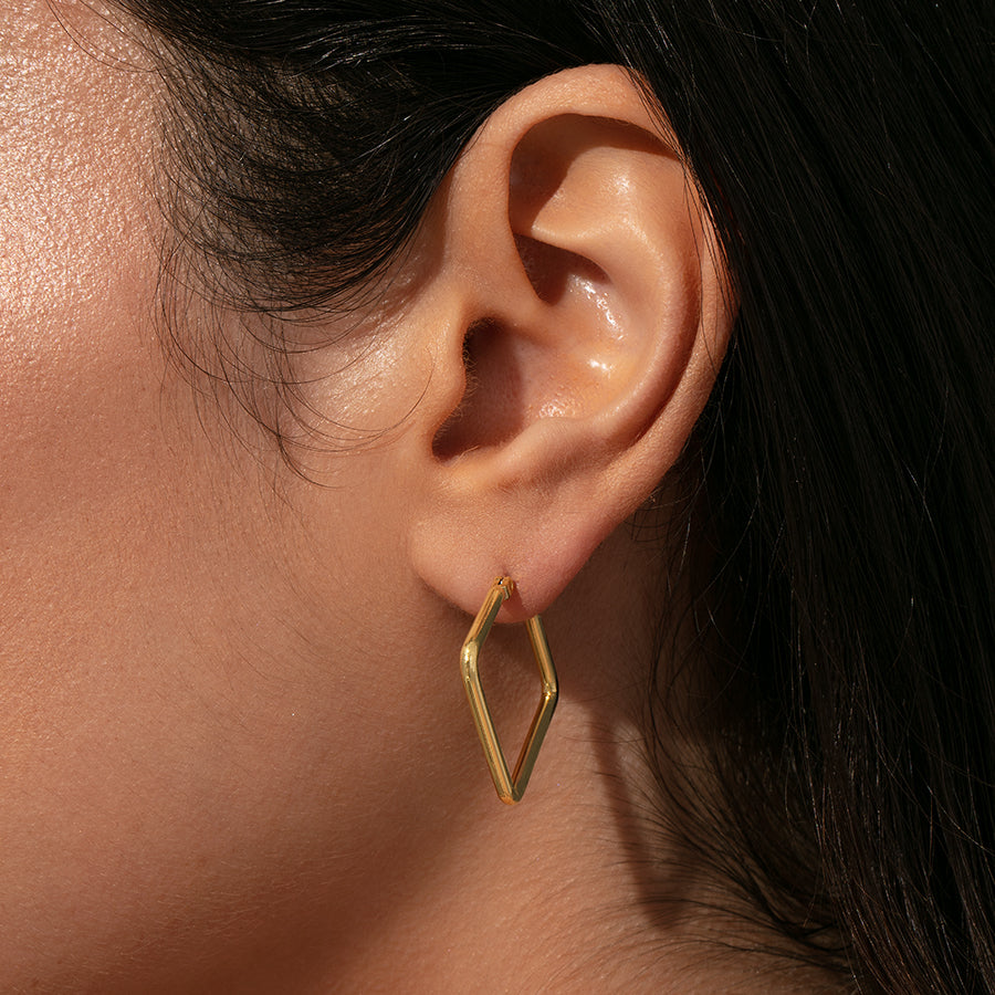 9ct Gold Sapphire  Diamond Pear Shape Hoop Earrings in Blue  Prouds