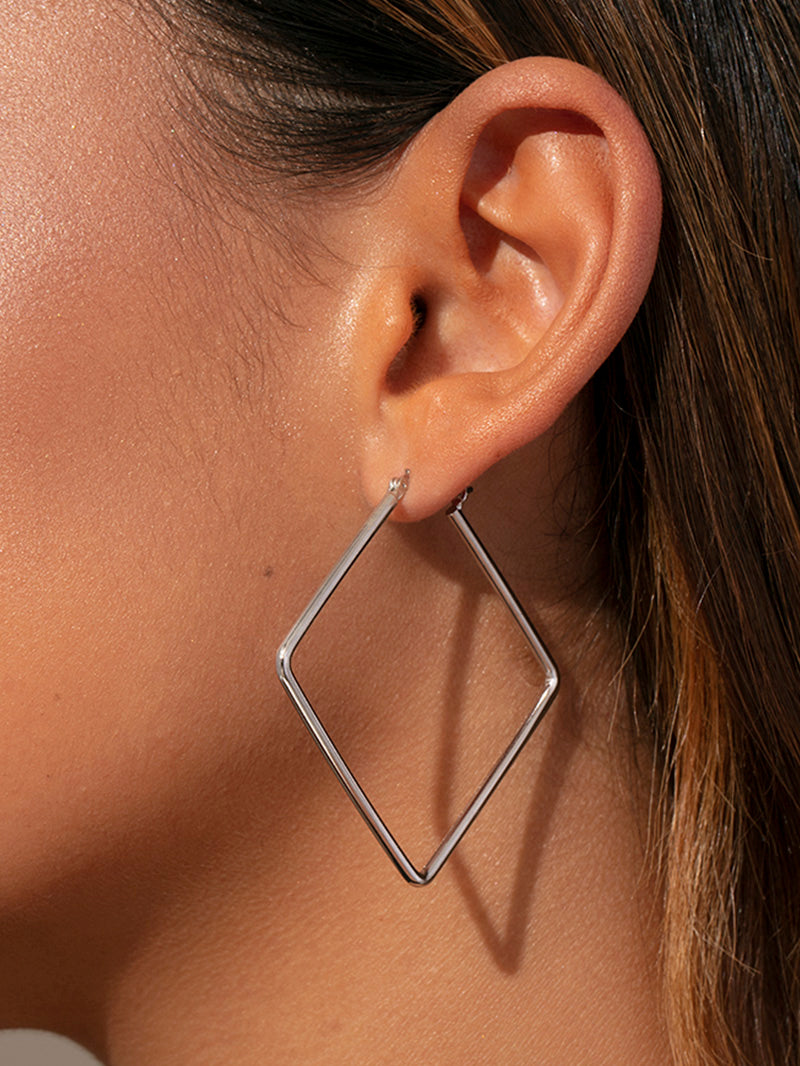 Girl Boss Hoop Earrings | Sterling Silver Medium | Model Image | Uncommon James