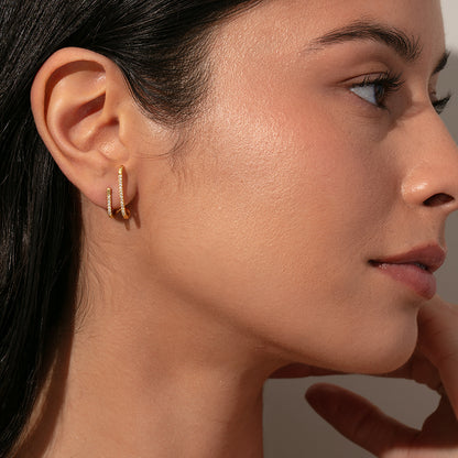 Double Vision Ear Climber | Gold Clear | Model Image 2 | Uncommon James