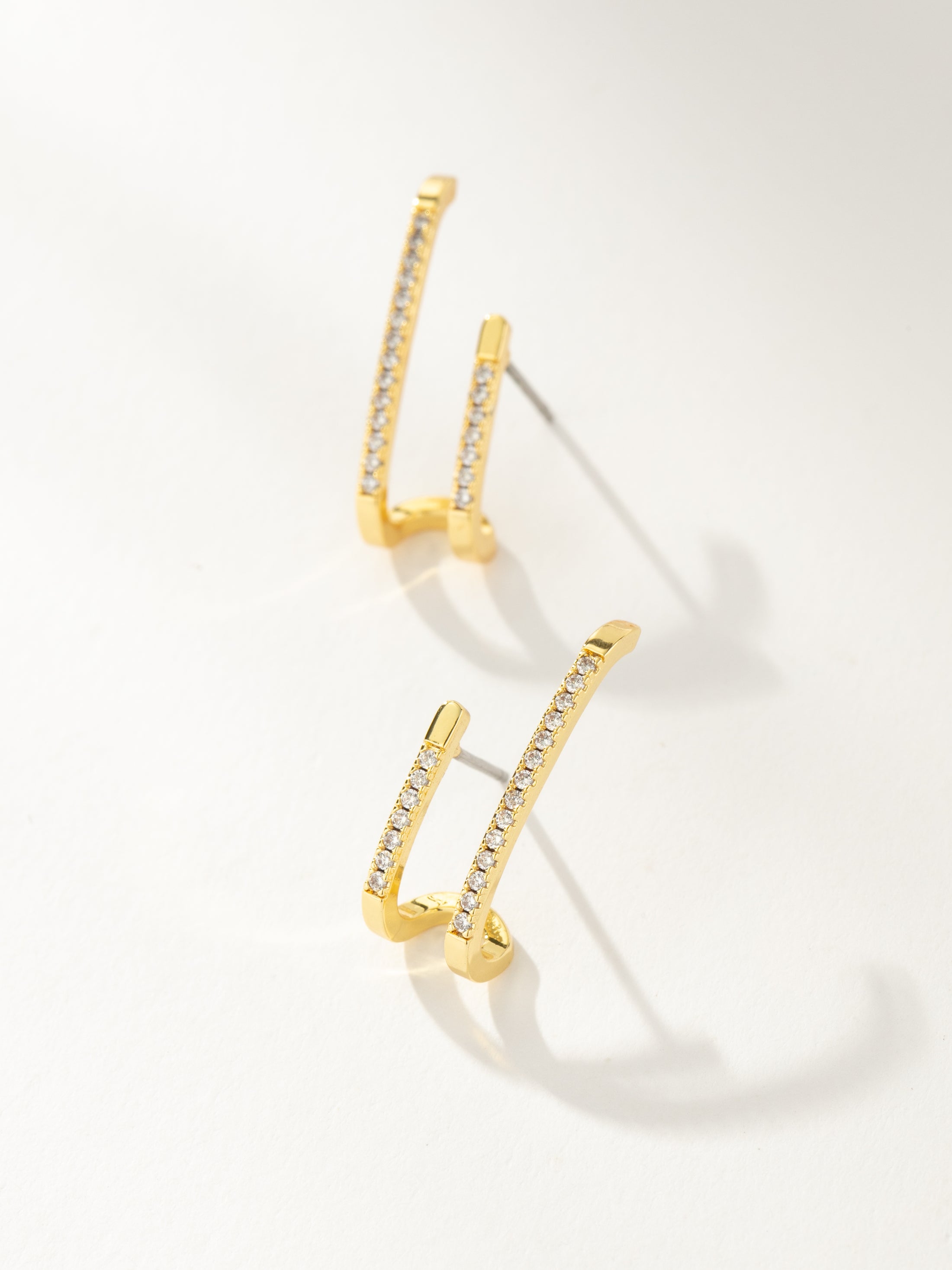 Double Vision Pavé Ear Climber Earrings in Gold | Uncommon James