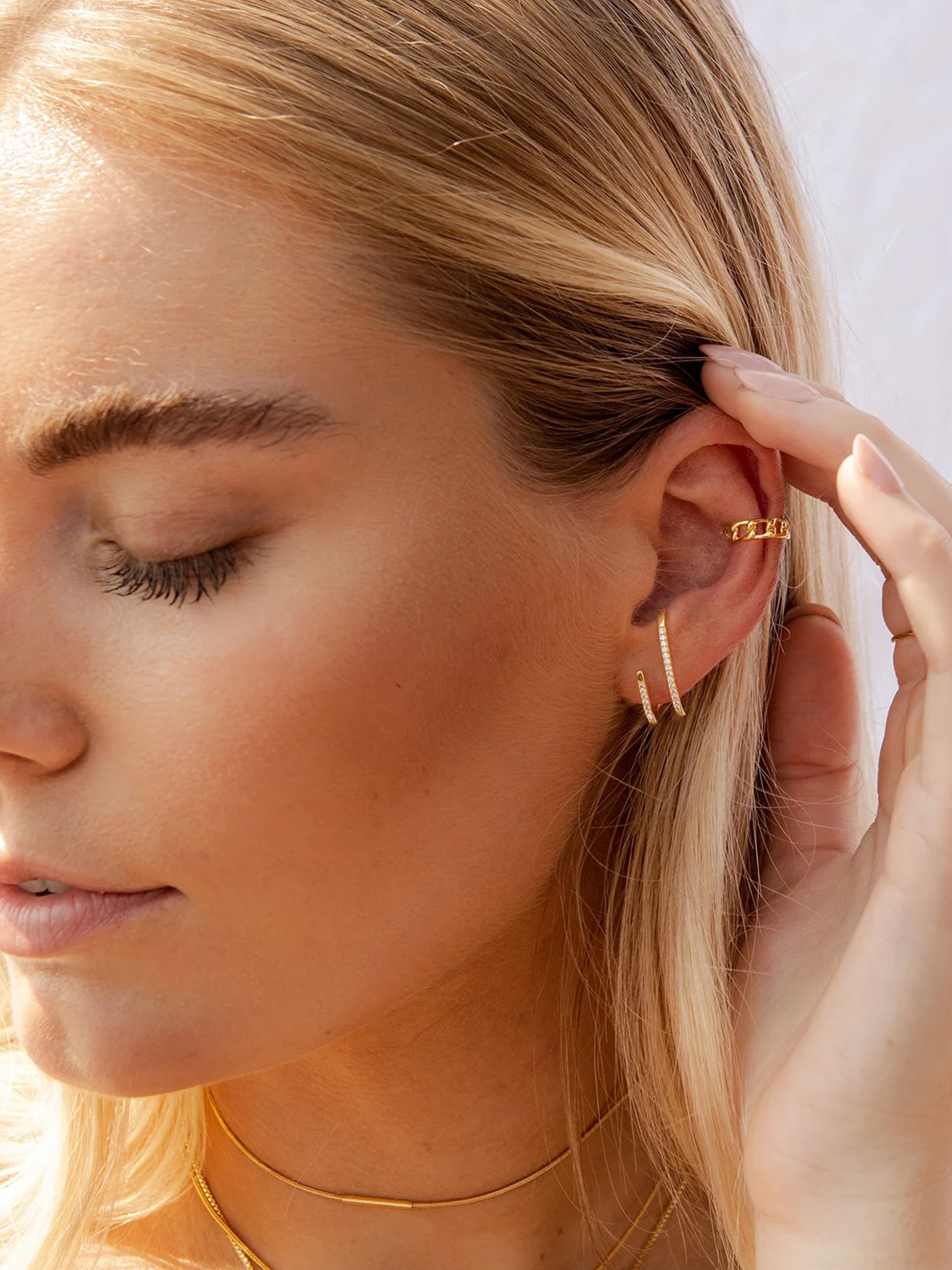 Double Vision Ear Climber | Gold Clear | Model Image 2 | Uncommon James