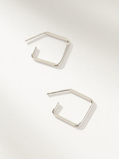 Stainless Steel Oversize Geometric Hoop Earrings For Women - Square Shape, 68mm, Polished Finish