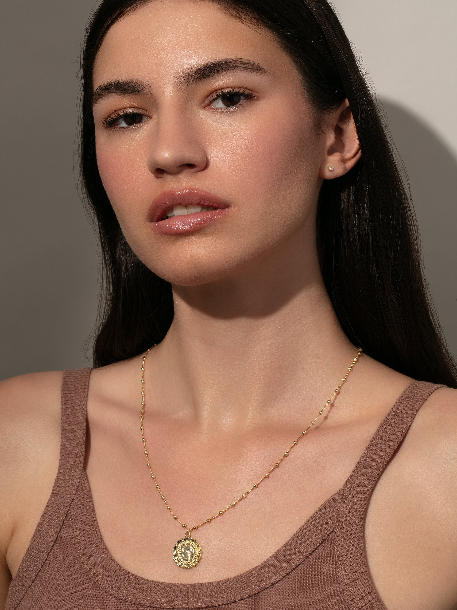 Atocha Pendant Necklace | Gold Large | Model Image | Uncommon James