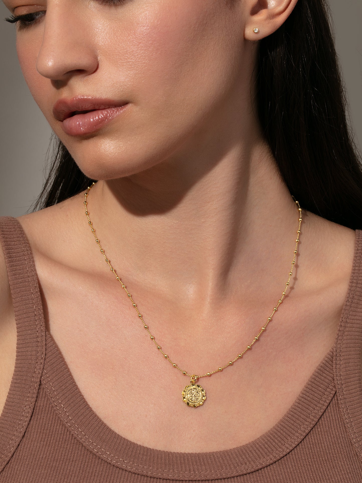 Atocha Pendant Necklace | Gold Small | Model Image | Uncommon James